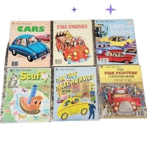 6 vintage golden books motor vehicle themed